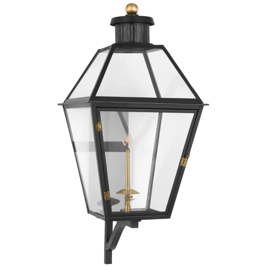 Stratford Large Bracketed Gas Wall Lantern in Matte Black