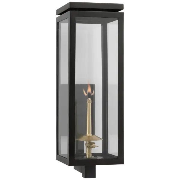 Fresno Medium Bracketed Gas Wall Lantern in Matte Black with Clear Glass  Open Box