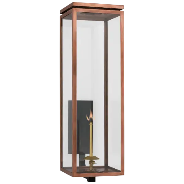 Fresno Grande Bracketed Gas Wall Lantern in Soft Copper with Clear Glass  Open Box
