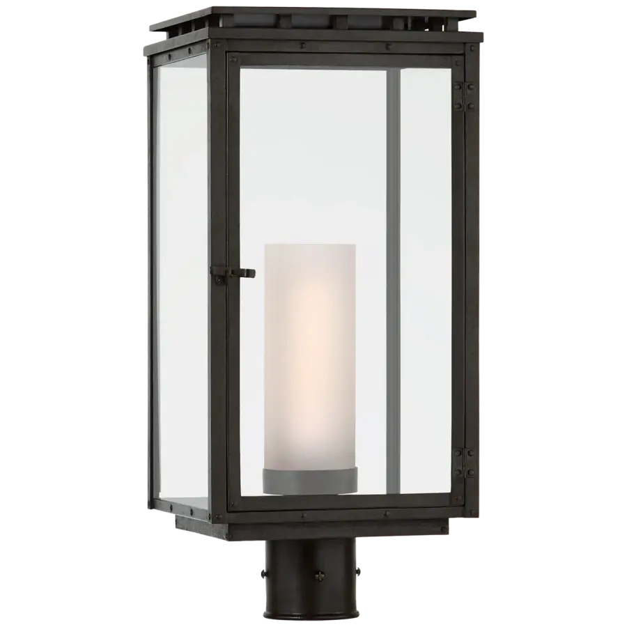 Cheshire Post Light in Aged Iron with Clear Glass
