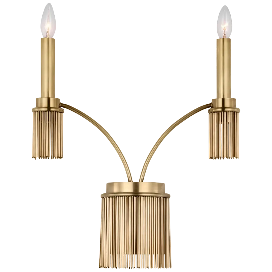 Sutton Double Sconce in Antique-Burnished Brass - Image 2