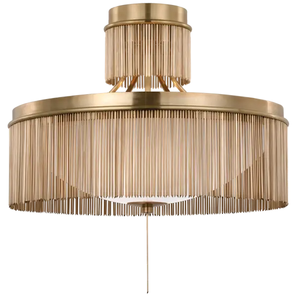 The Sutton flush mount combines classic design with modern functionality. Its 21-inch diameter makes a statement while the antique-burnished brass finish adds warmth and sophistication to any space. - alternate view
