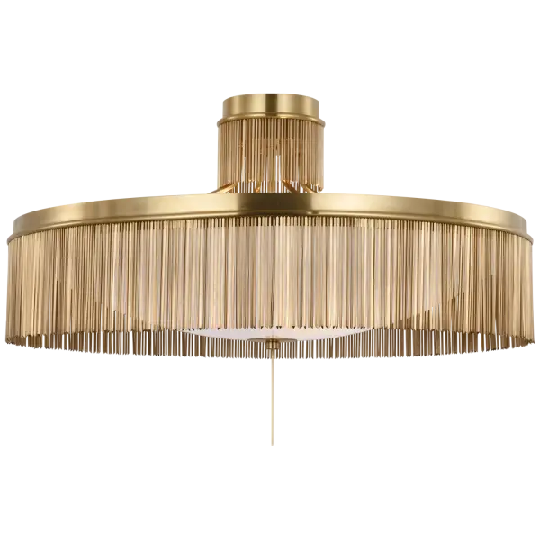 The Sutton 32" flush mount combines substantial scale with refined traditional elegance. Its antique-burnished brass finish and white glass create a sophisticated focal point perfect for grand foyers and spacious rooms. - alternate view