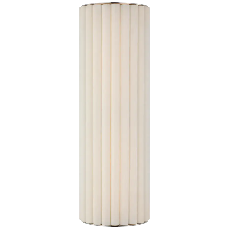 Palati Large Tall Sconce in Polished Nickel with Linen Shade Open Box - Image 1