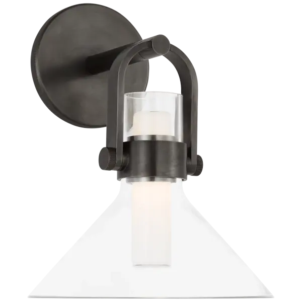 Larkin Small Empire Bracketed Sconce in Bronze with Clear Glass - Image 3
