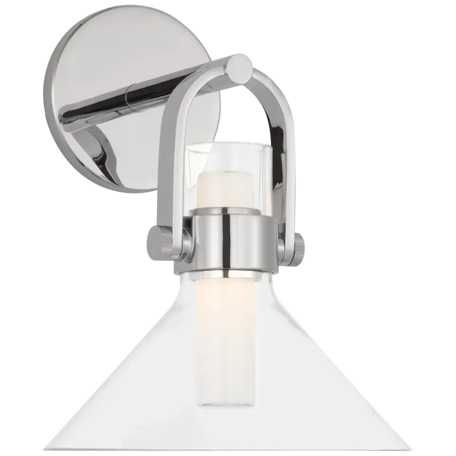 Larkin Small Empire Bracketed Sconce in Polished Nickel with Clear Glass