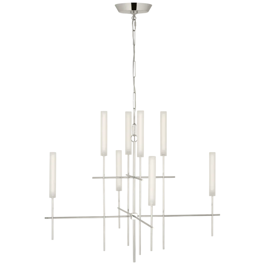 Fay 32" Chandelier in Polished Nickel with Frosted Glass - Image 1
