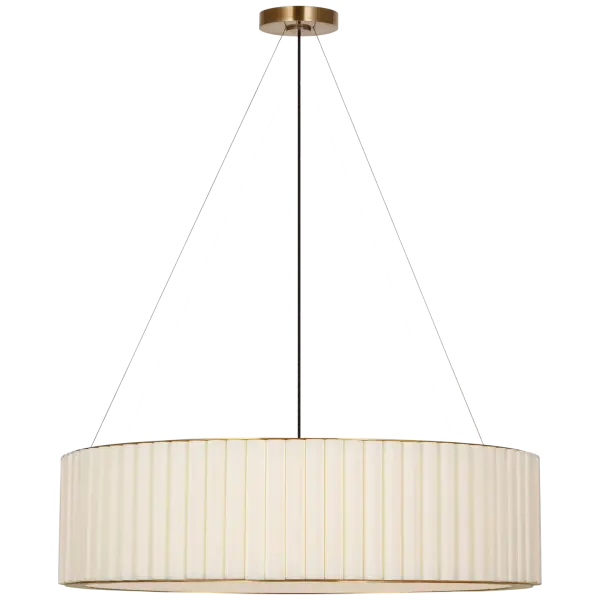 Palati Extra Large Hanging Shade in Hand-Rubbed Antique Brass with Linen Shade Open Box