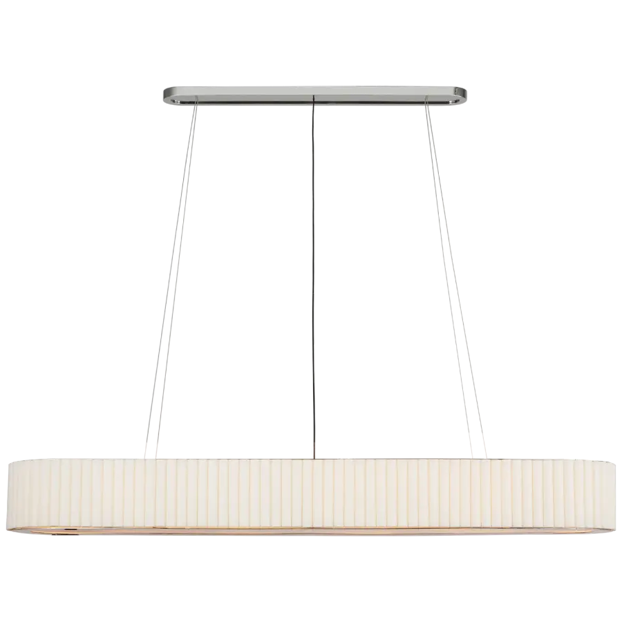 Palati Extra Large Linear Chandelier in Polished Nickel with Linen Shade