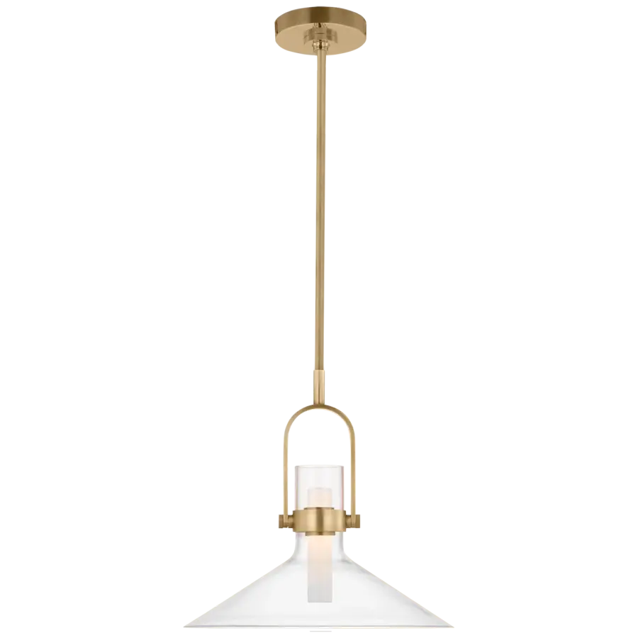 Larkin 14" Empire Pendant in Hand-Rubbed Antique Brass with Clear Glass