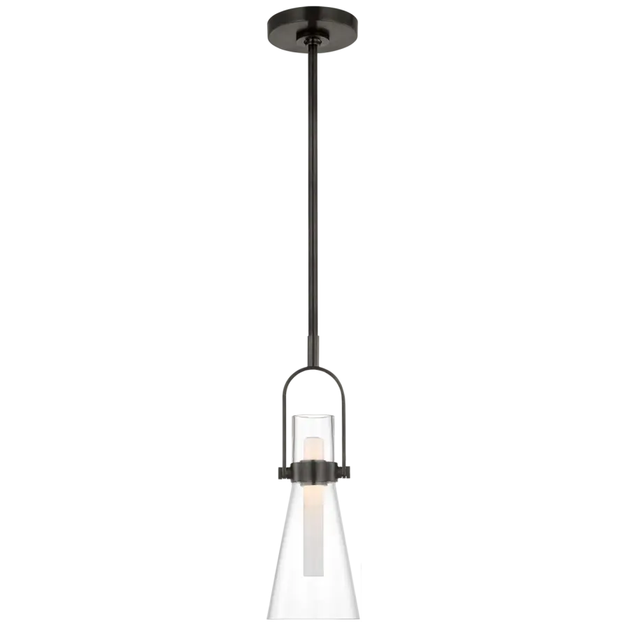 Larkin 5.5" Conical Pendant in Bronze with Clear Glass