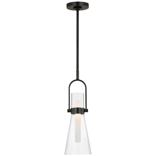 Larkin 7" Conical Pendant in Bronze with Clear Glass Open Box