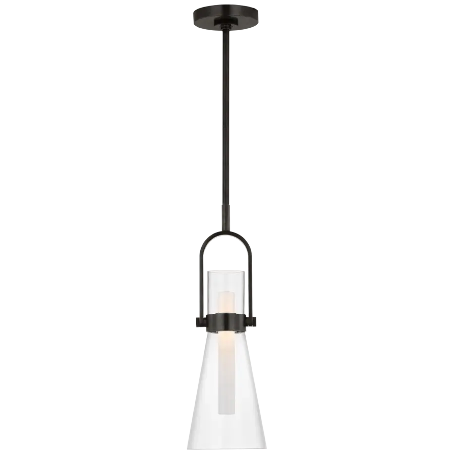 Larkin 7" Conical Pendant in Bronze with Clear Glass Open Box