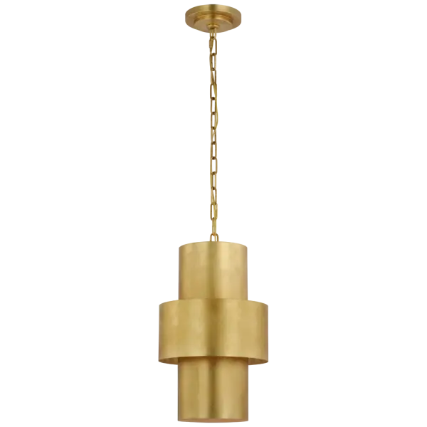 The Chalmette 11" pendant features a sophisticated layered design in a warm gild finish, perfect for adding refined elegance to compact spaces. Its transitional style bridges traditional and contemporary aesthetics.