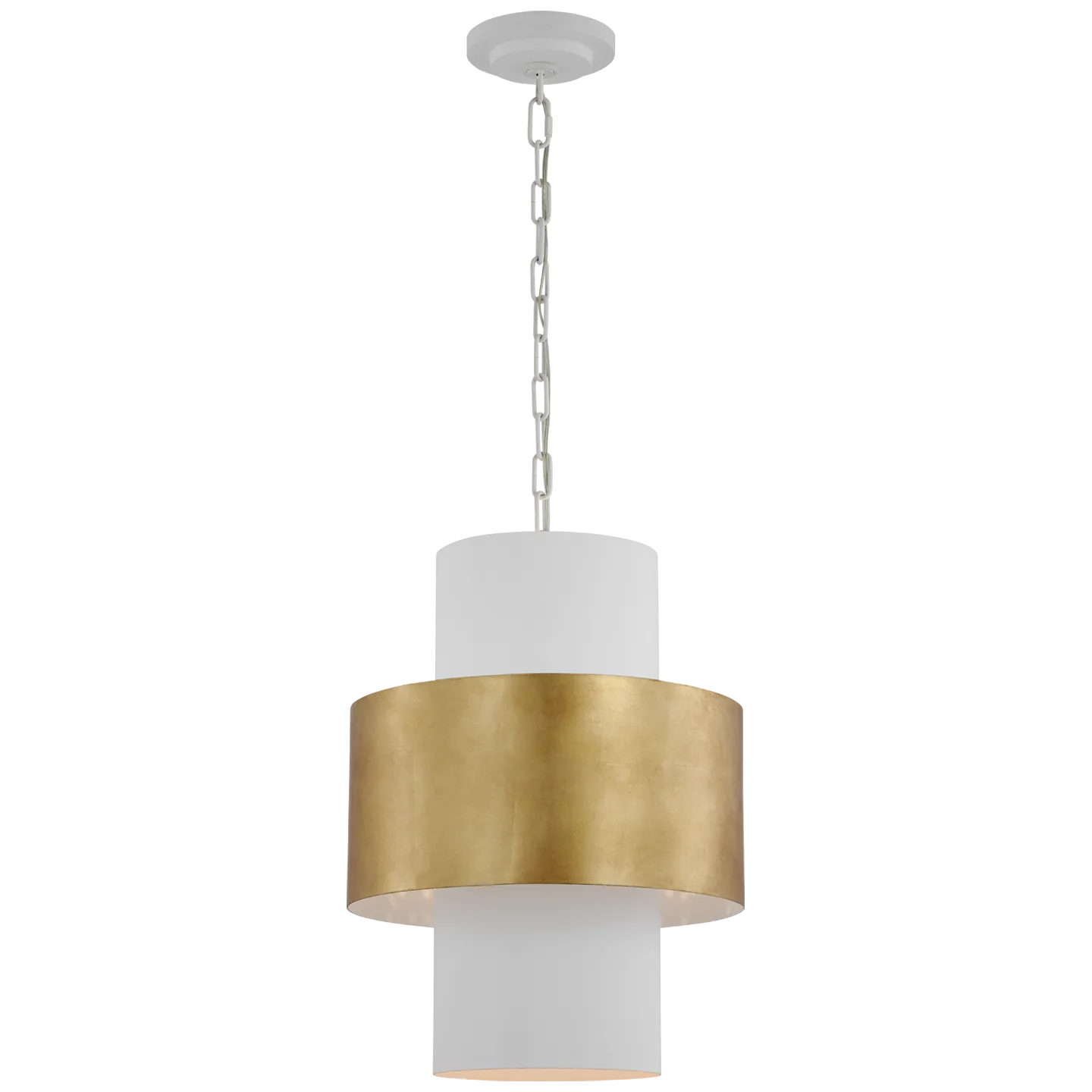 Chalmette 16" Layered Pendant in Plaster White and Gild