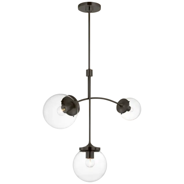 Prescott Small Chandelier in Bronze with Clear Glass