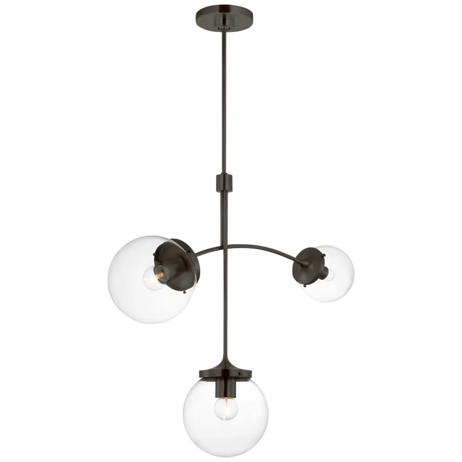 Prescott Small Chandelier in Bronze with Clear Glass