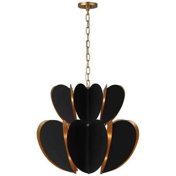 The Danes Two Tier Chandelier combines matte black and gild finishes for a striking transitional design. Its layered structure creates visual drama while the mixed metal palette adds warmth and sophistication to formal spaces.