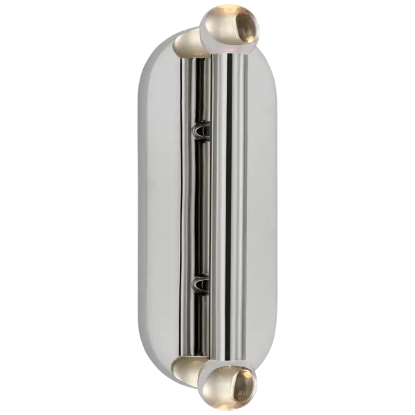 The Rousseau Large Vanity Sconce combines classic elegance with modern sophistication. Its polished nickel finish and clear glass orb shade create a refined look perfect for bathrooms and dressing areas.