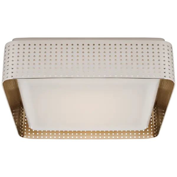 Precision 12.5" Square Flush Mount in Polished Nickel with White Glass