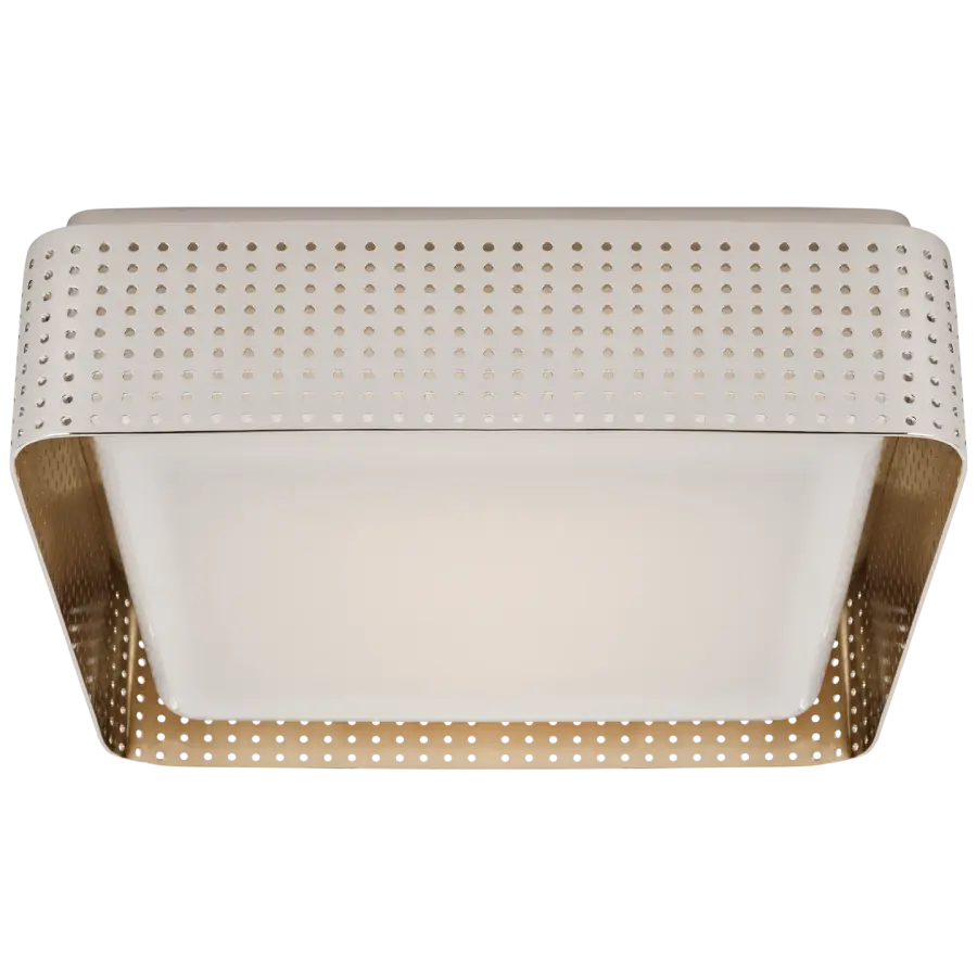 Precision 12.5" Square Flush Mount in Polished Nickel with White Glass