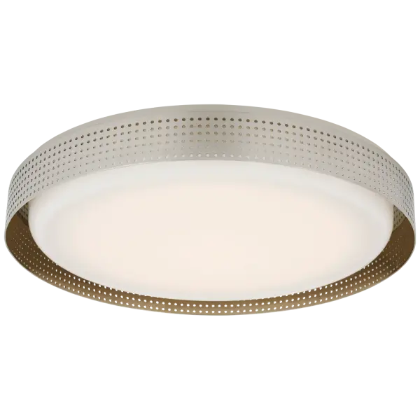 Precision 18" Round Flush Mount in Polished Nickel with White Glass