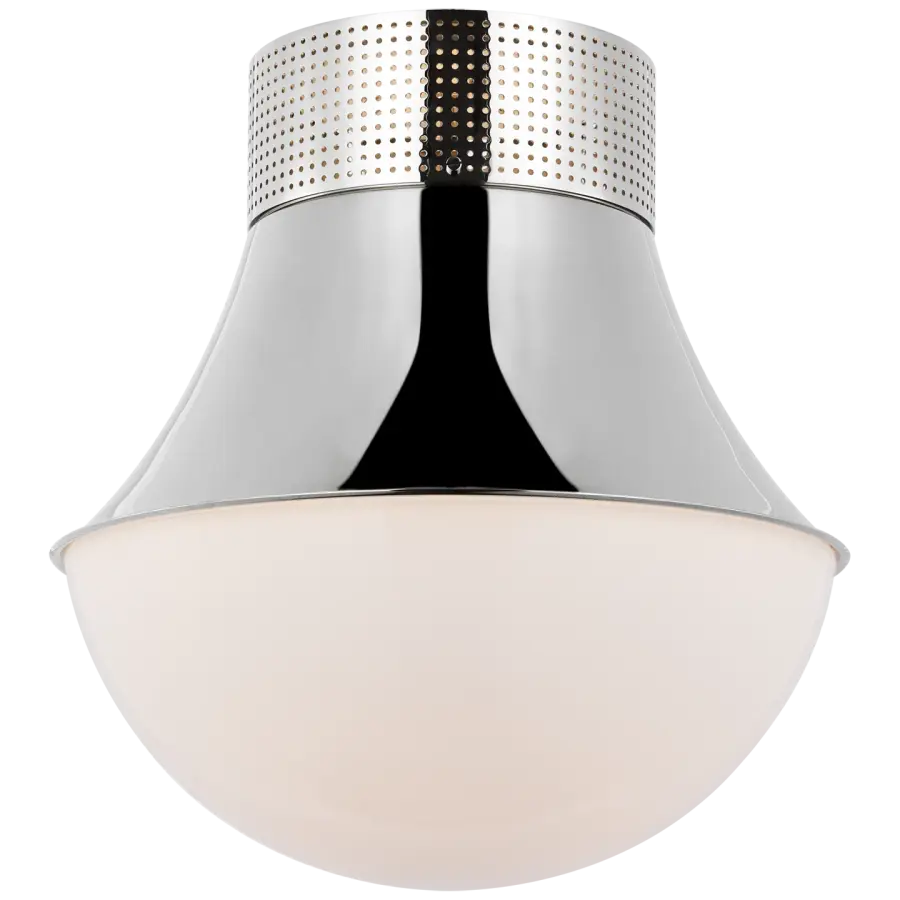 Precision 17" Flush Mount in Polished Nickel with White Glass