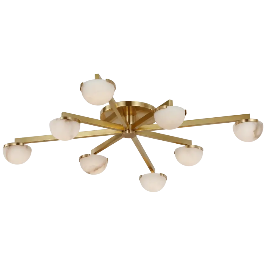 Pedra Large Staggered Arm Flush Mount in Antique-Burnished Brass with Alabaster Open Box