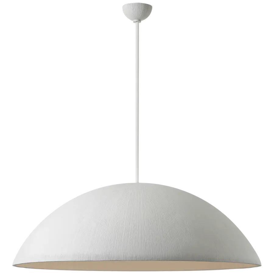 Utopia 48" Sculpted Pendant in Plaster White with White Glass
