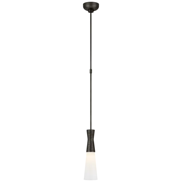 Utopia Small Pendant in Aged Iron with White Glass