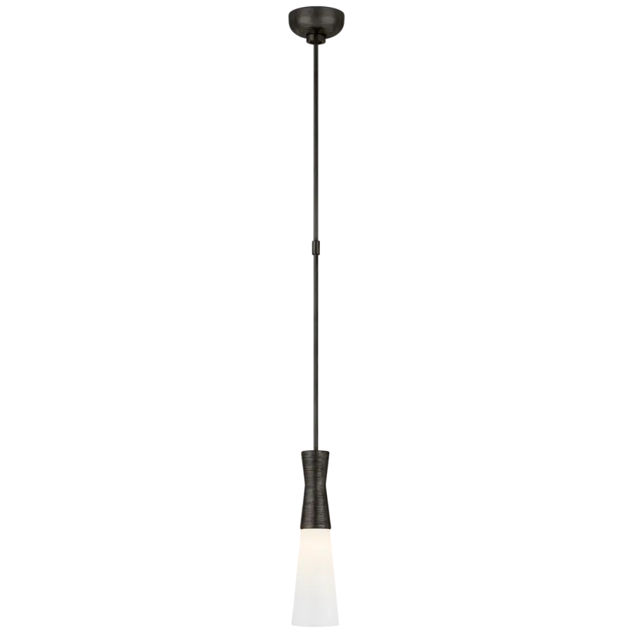 Utopia Small Pendant in Aged Iron with White Glass