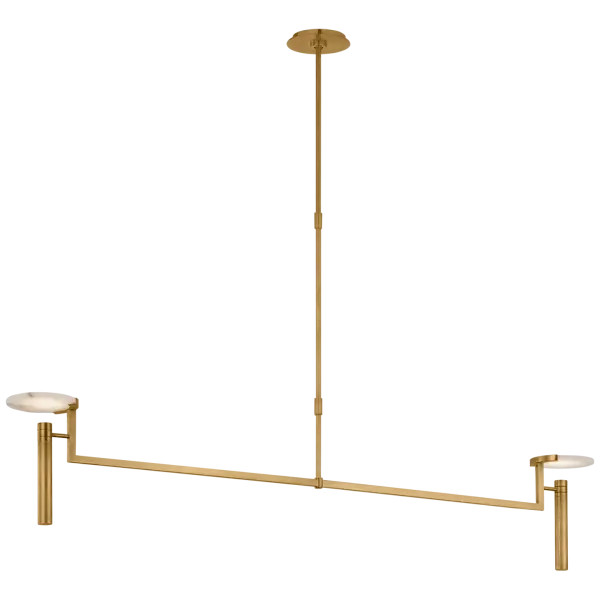 Melange Extra Large Floating Disc Linear Chandelier in Antique-Burnished Brass with Alabaster Open Box