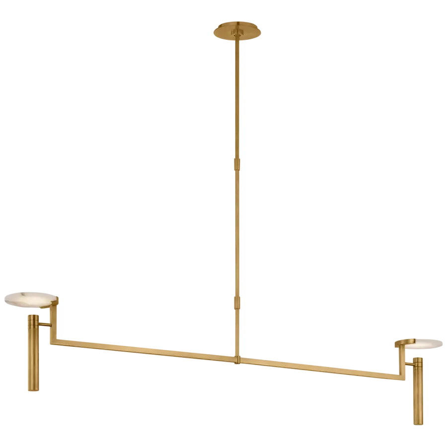 Melange Extra Large Floating Disc Linear Chandelier in Antique-Burnished Brass with Alabaster Open Box