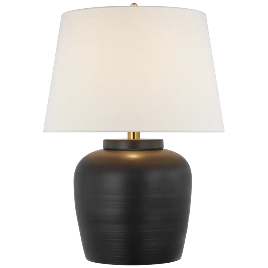 Nora Medium Table Lamp in Matte Black with Linen Shade