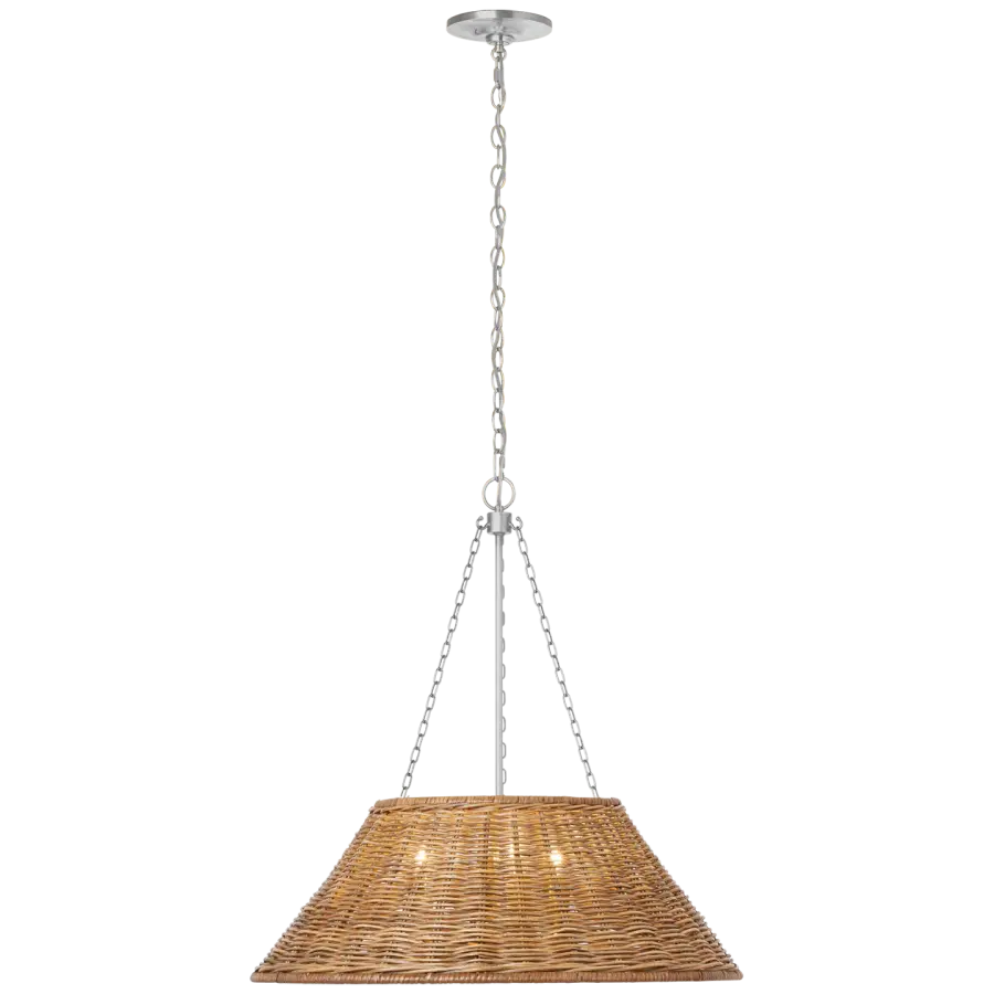 Corinne 24" Woven Hanging Shade in Polished Nickel with Natural Wicker