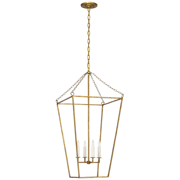 The Malloy 18" lantern combines traditional craftsmanship with versatile styling. Its open frame design and gilded iron finish create an elegant focal point perfect for entryways and dining spaces.