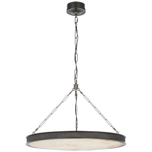 The Matthew 30" Chandelier combines classic bronze metalwork with luminous alabaster shades, creating sophisticated ambient lighting. Its substantial 30-inch diameter makes a statement in formal spaces while maintaining timeless elegance.