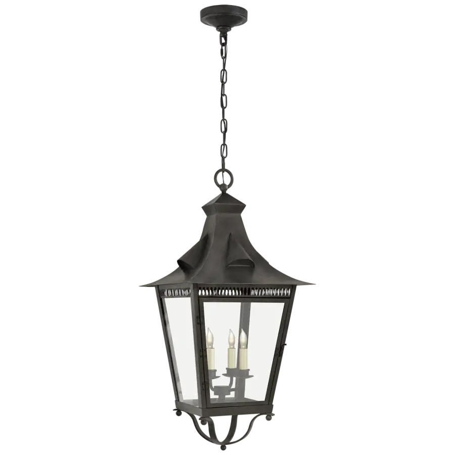 Orleans Large Hanging Lantern in French Rust with Clear Glass