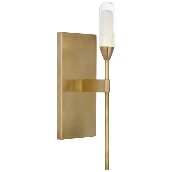 Overture Medium Sconce in Natural Brass with Clear Glass
