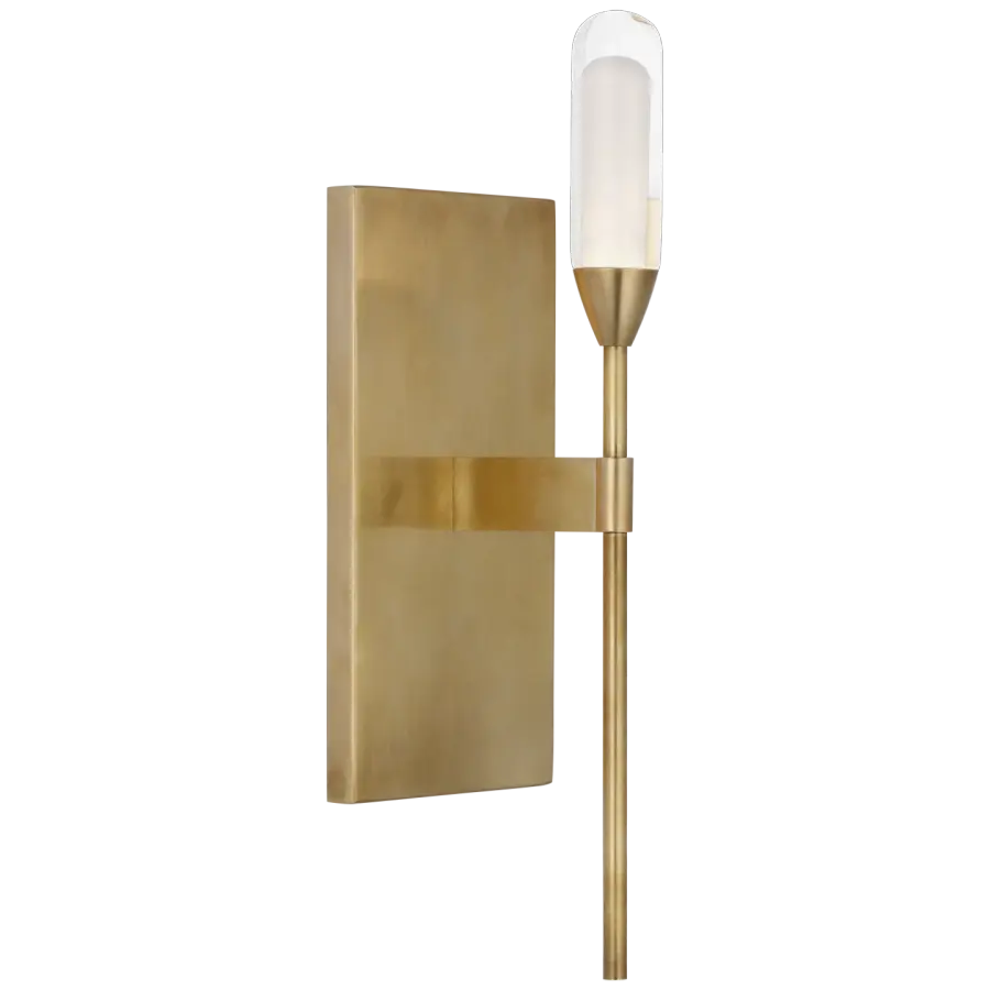 Overture Medium Sconce in Natural Brass with Clear Glass