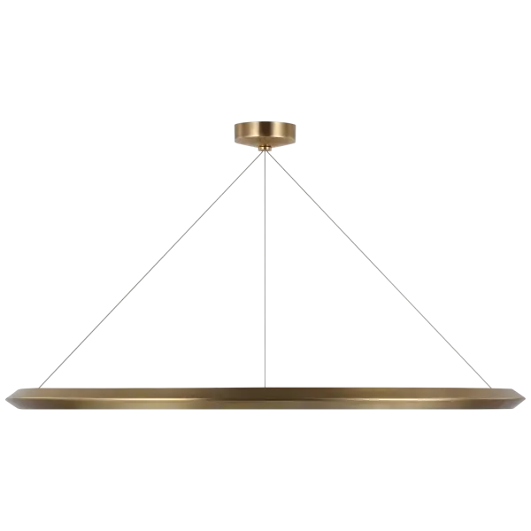 The Encircle 48" Ring Chandelier makes a bold architectural statement with its large-scale circular design and warm natural brass finish. Perfect for grand dining rooms, foyers, or open-concept spaces requiring dramatic overhead lighting.
