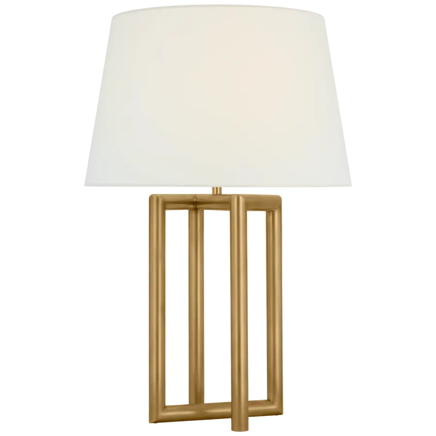 Concorde Large Table Lamp in Hand-Rubbed Antique Brass with Linen Shade