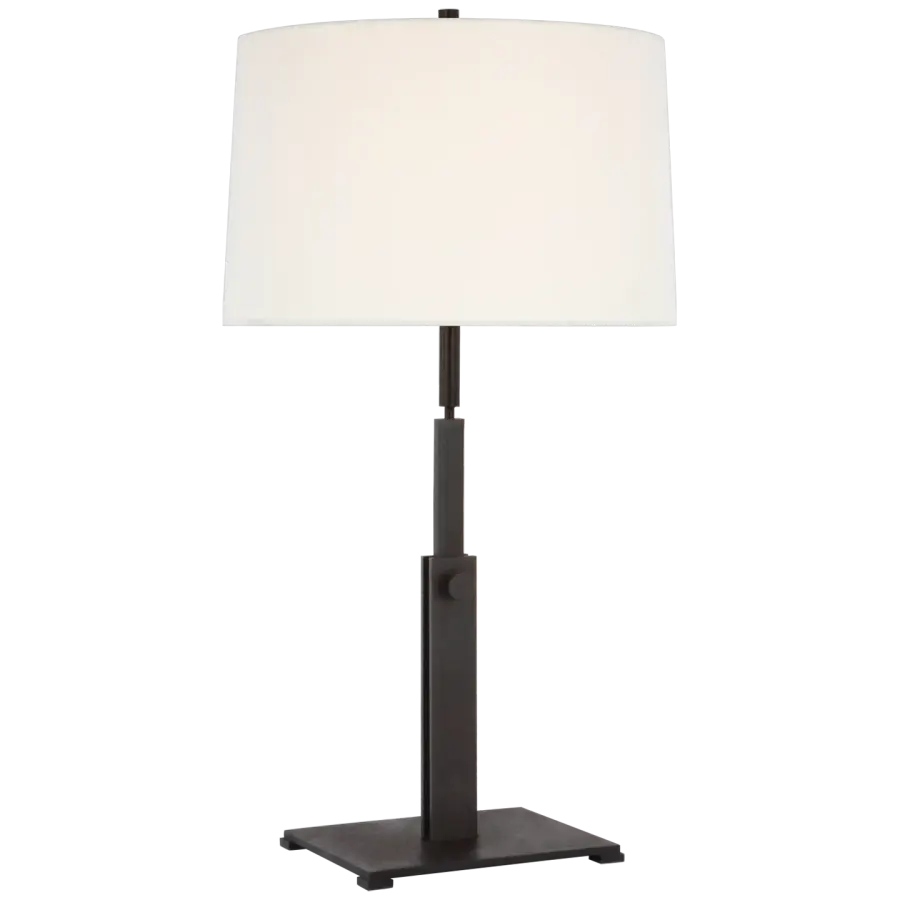 Cadmus Large Adjustable Table Lamp in Warm Iron with Linen Shade