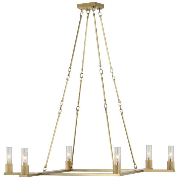 Beza Extra Large Chandelier in Antique Brass with Clear Glass