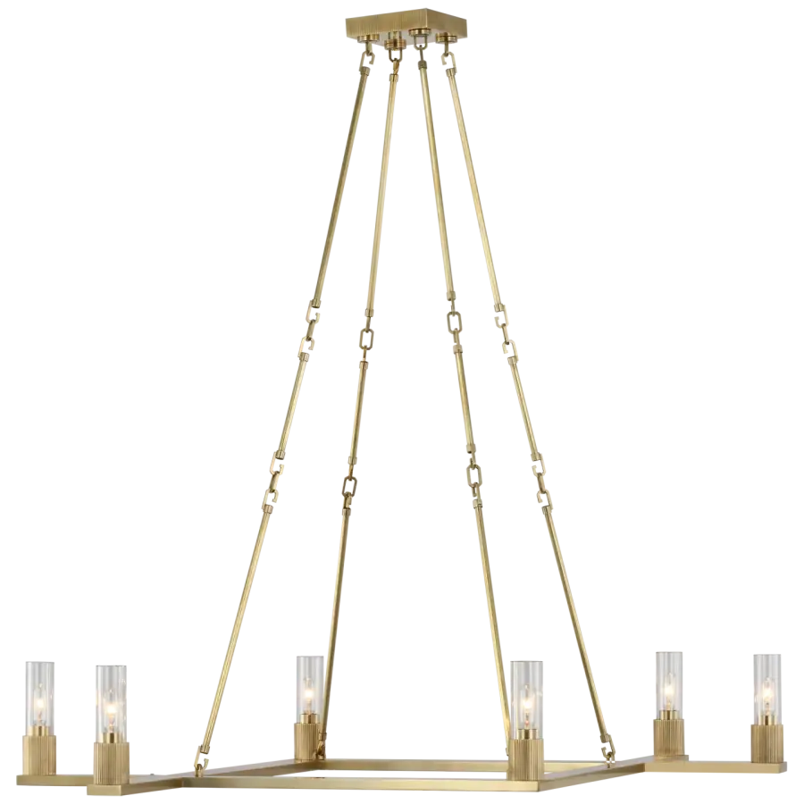 Beza Extra Large Chandelier in Antique Brass with Clear Glass