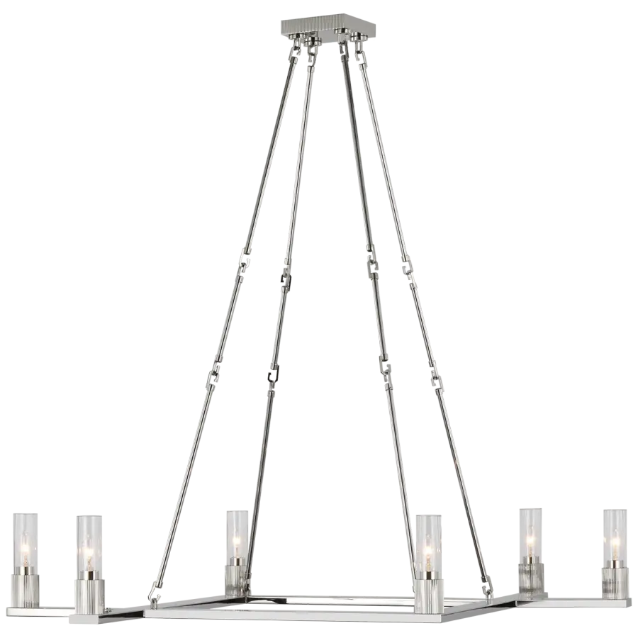 Beza Extra Large Chandelier in Polished Nickel with Clear Glass