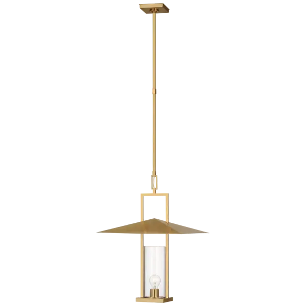 Amity 18" Lantern in Antique Brass with Clear Glass - Image 1