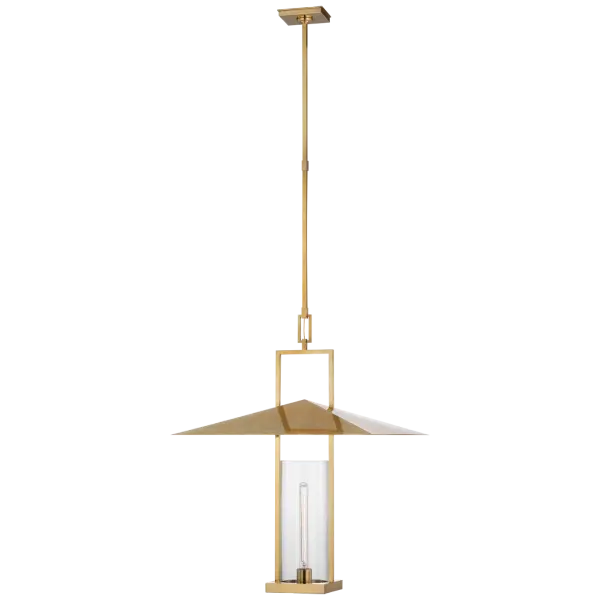 Amity 23" Lantern in Antique-Burnished Brass with Clear Glass