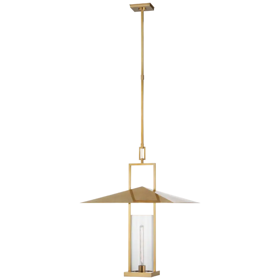 Amity 23" Lantern in Antique-Burnished Brass with Clear Glass