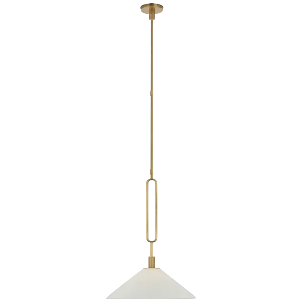 Argo 19" Pendant in Antique Brass with Bisque Shade